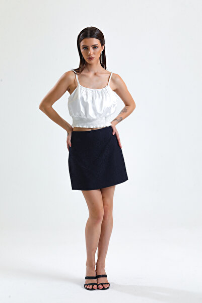 Sense Jacquard Mini Skirt_etk32609 Navy Blue