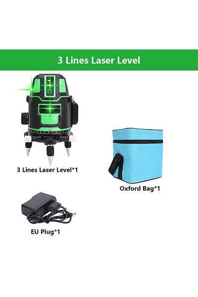 Choice 3 lines EU 360° Laser Level with Tripod Self Leveling Cross Line Laser Green Horizontal Line for Con