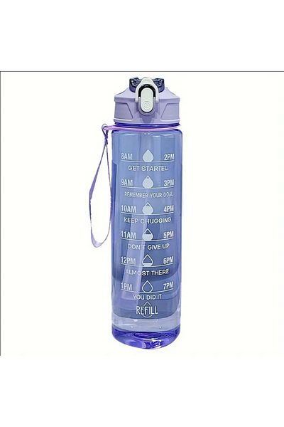 Choice Purple 800ml/27oz Large Capacity Sports Water Bottle Leak Proof Plastic Drinking Cup With Time Scale