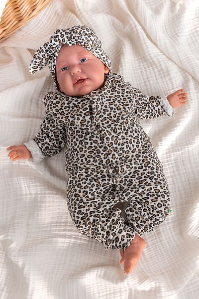 Babymod Leopard Patterned Bandanna Baby Girl Jumpsuit