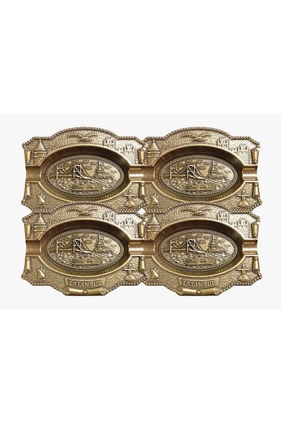 Sena 4 Pieces Istanbul Oval Metal Ashtray (107-4)