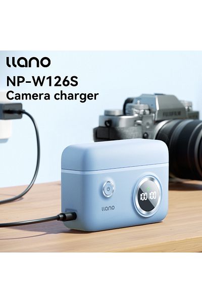 Choice Blue Llano Np-w126s Camera Charger, Dual Charging Ports Led Display With Sd Card Storage Function Co