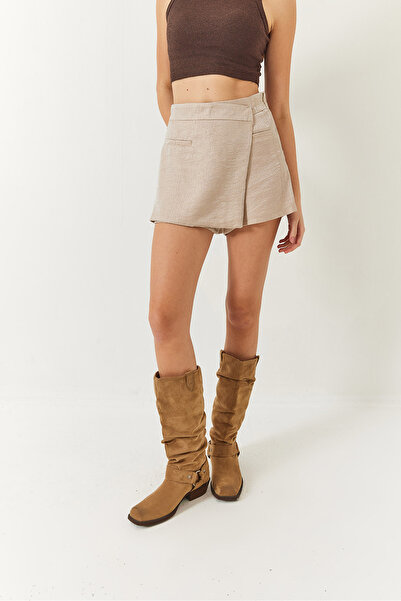 Bianco Lucci Kadın Gizli Fermuar Detaylı Parıltılı Kapaklı Şort Etek 8399 60261431