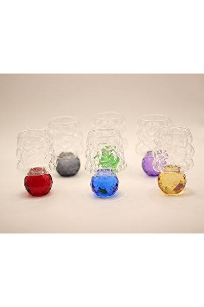 Genel Markalar 6'LI BALONCUK DESEN ALTI RENK AYAKLI KAHVE YANI SU BARDAĞI