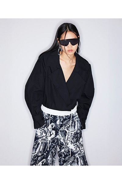Twist Colorblock Short Overcoat