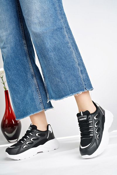 Moda Kadıköy PANTOFI SNEAKER DE DĂME, ALB, NEGRU