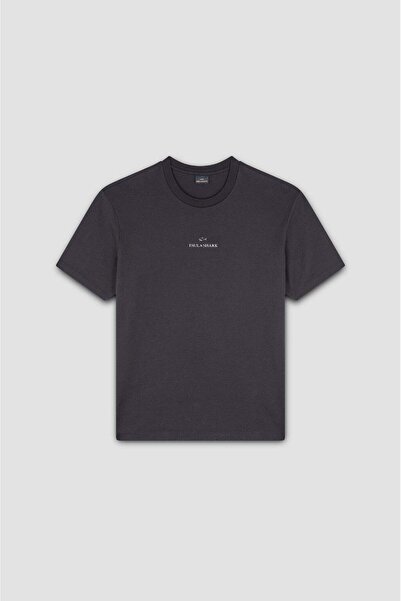 PAUL&SHARK Ανδρικό μπλουζάκι με στρογγυλή λαιμόκοψη και κοντό μανίκι με γυαλιστερό λογότυπο μαύρο μπλουζάκι C0P1240-11D