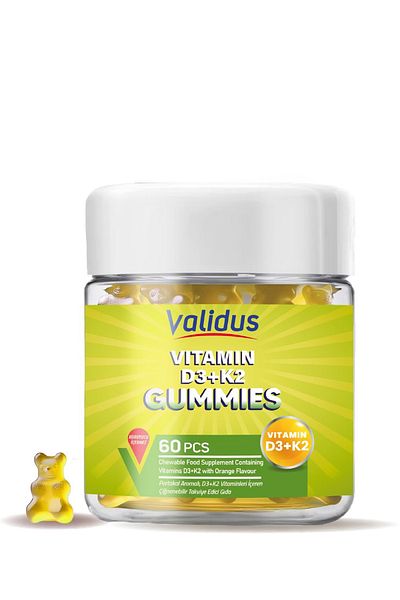 Validus 60 Gummies with Vitamin D3 and K2 - 1000 Iu, 50 Mcg