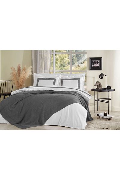 Özdilek Anthracite Wickers Knitwear Bridal Set - with Blanket