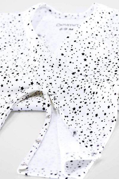 Boumini White Star Powder - Sleeveless Long Legged Snap Fastener Baby Romper