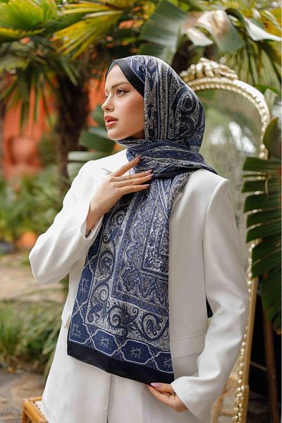 white stars Βαμβακερό σάλι Lavia Ethnic Pattern