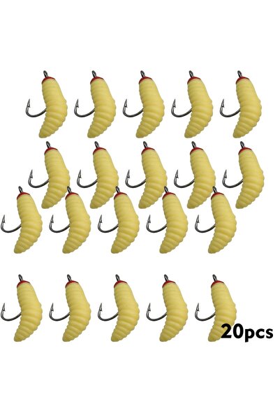 Choice 20 قطعة من الطعوم الناعمة مع خطاف ديدان الخبز المزيفة لصيد الأسماك لدي...