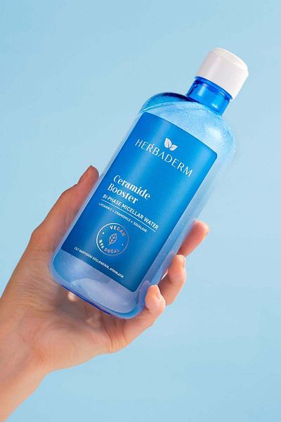 Herbaderm Ceramide Booster, Dual Phase Micellar Makeup Cleansing Water 500 ml