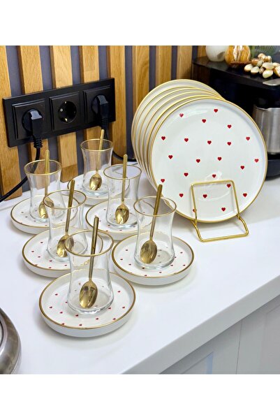 Onedekor 18 Piece Modern Love Cake Tea Time Set
