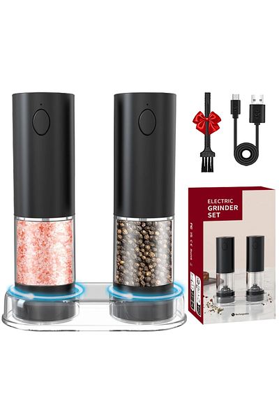 Choice 1Set Plastic shell Electric Pepper Grinder Stainless Steel Salt And Pepper Grinder USB Rechargeable
