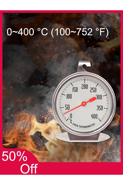 Choice 0-400 Celsius New Stainless Steel Oven Thermometer Hang Or Stand Large Dial Baking Bbq Cooking Me...