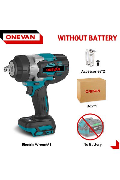 ONEVAN Without Battery ONEVAN 1/2" Brushless Electric Impact Wrench 2800N.M Torque Removal Screw Nut Screwd
