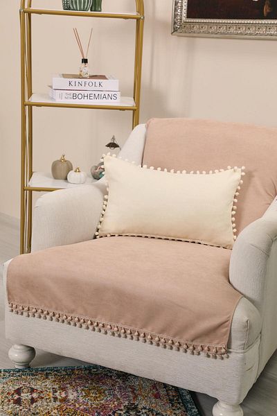 Aisha's Design غطاء كرسي بومبوم 180x75 سم،KO-34T