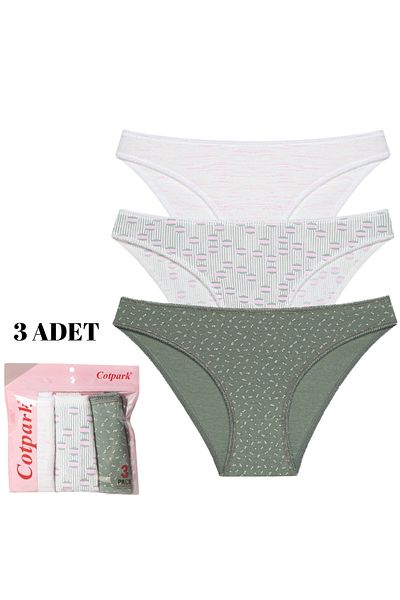 Cotpark Chiloți bikini de bază din bumbac pentru femei, pachet de 3 4115