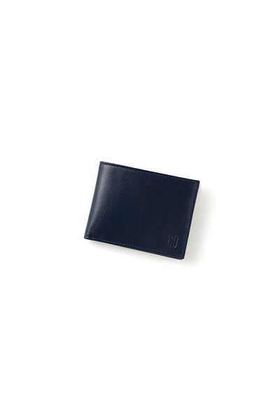 HELMBROOK Dean Men's Navy Blue Leather Pocket Design Multi-Compartment Rfid Protection Wallet