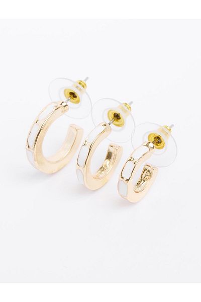 Jimmy Key White Elegant Triple Earrings Set