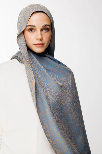 Mooncorn Morocco Shawl - Two Sided Mink-Turquoise Motif