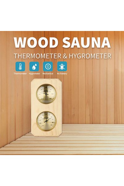 Choice KT THERMO Wood Sauna Thermometer & Hygrometer, Wall-Mounted Spa Accessory, Mechanical, No Battery...