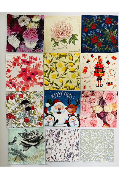 PeçeteAtölyesi Dekupaj Peçete Lotu (12 Adet tekli üründen oluşur)