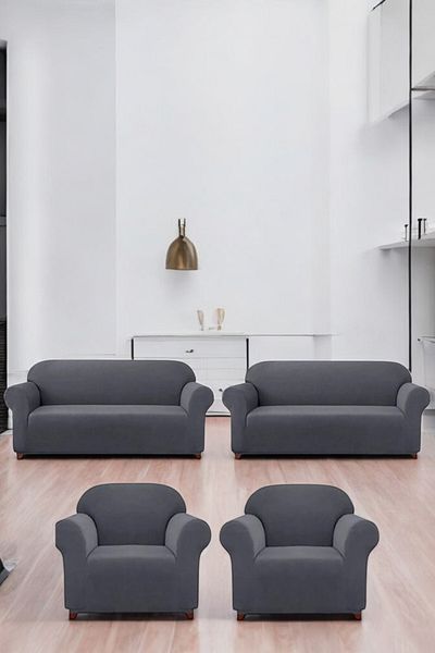 MADAME BELLA 3311 Lycra Pitikare Pattern Armchair Cover, Elastic Washable Anthracite