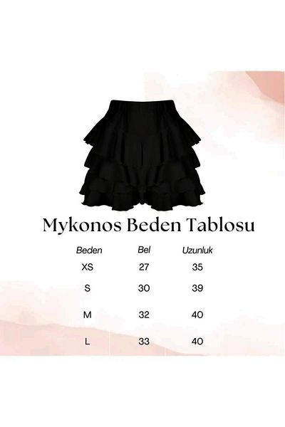 MODA FARİZE Fusta Mykonos, etichetă din țesătură Alenine înfășurată cu îngrășământ cu volane în 4 straturi