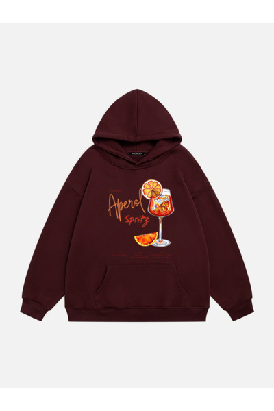 Mad&Calf Жіночий оверсайз-светр з капюшоном і принтом Aperol Spritz