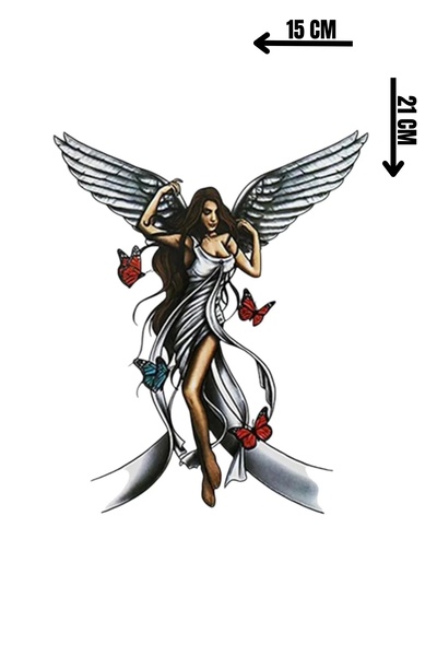 Barly Karışık Renk Melek Figürlü Dövme Tattoo