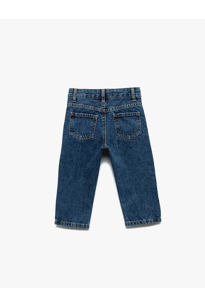 Koton Pantaloni din denim din bumbac cu buzunare cu nasturi cu talie elastică
