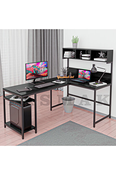 METMOBSAN L tipi Raflı Bilgisayar ve Çalışma Masası 180x120