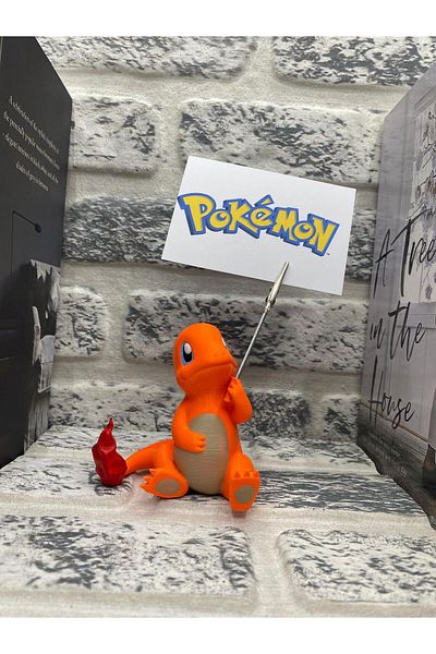 Megart Note & Photo Holder with Charmander Pokemon Figure - Decorative Organizer for Office & Study Desks