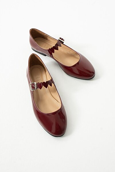 Elyo Sophia Kalp Detay Bordo Rugan Babet