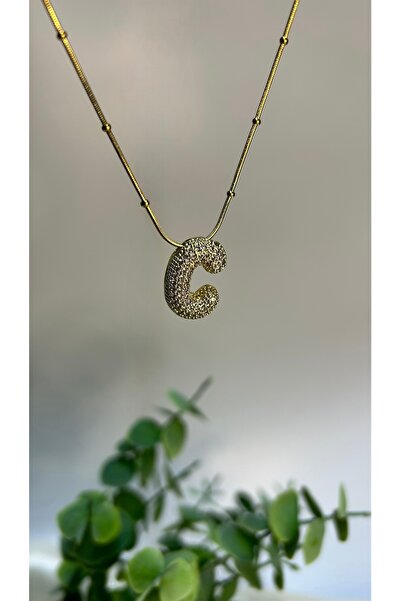 Genel Markalar Zirkon Taşlı C Harfli Kolye