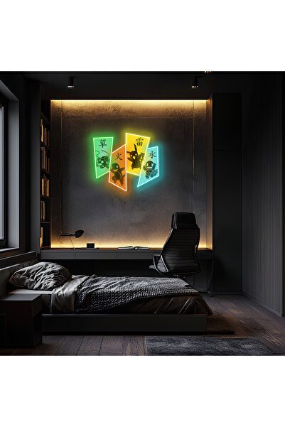 sannasdecor Pokemon Neon Şarkı, Uv Baskı Neon Sanatı, Pika Uv Baskı Neon Tabe...