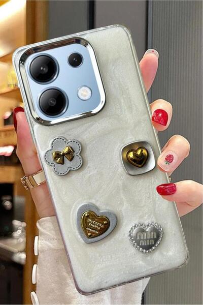 3GEN CASE Xiaomi Redmi Note 13 4G Uyumlu 3D Taş Kurdele Kelebek Kalp Glitter ...