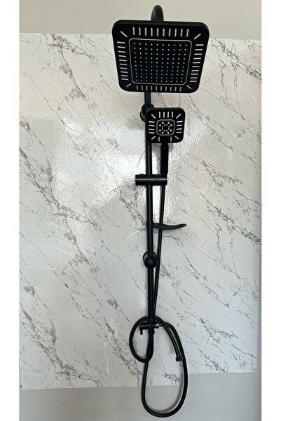 ZEK BANYO Siyah Lüks Paslanmaz Tepe Robot Duş Başlığı Seti Labirent Fobksiyonlu