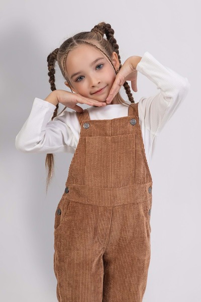 wakawakakidsstore Thick Corded Adjustable through Shoulder Side Button Girl's Slopet