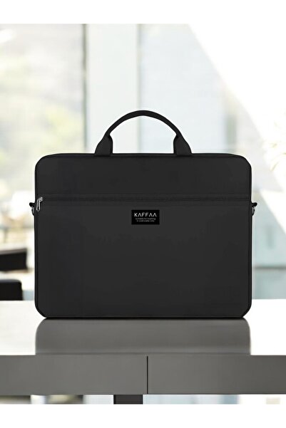 KAFFAA Organizator de 15,6 inchi, negru, unisex, pentru mână, umăr, computer, notebook, geantă pentru laptop