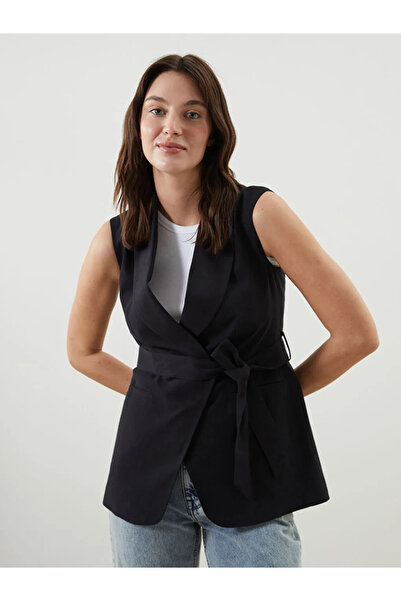 LC Waikiki LCW Vision Ceket Yaka Keten Karışımlı Kadın Klasik Yelek