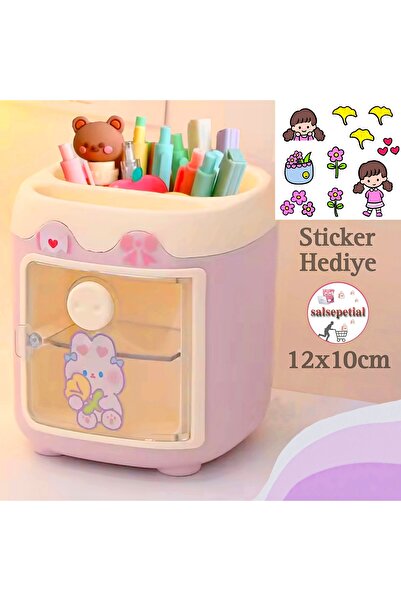 Salsepetial Kawaii Sevimli Kalem Kutusu Masaüstü Kalemlik Kawaii Kapaklı Kalem Kutusu Masa Üstü Organizer