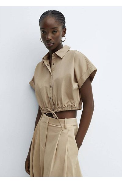 MANGO Woman Crop košile s nastavitelnými konci
