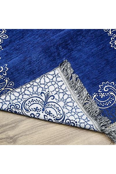 İkranur We Embroider Your Name on the Prayer Rug, Personalized Prayer Rug Munis Navy Blue 65X115 cm - 320 Gr