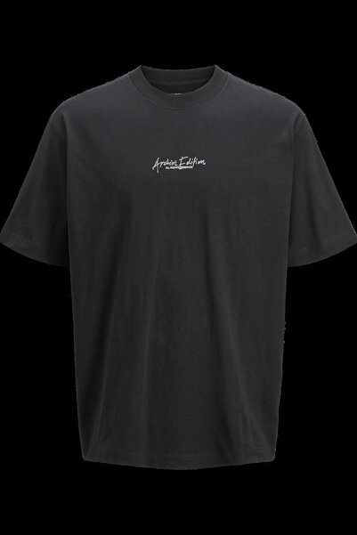 Jack & Jones Tricou negru pentru bărbați cu imprimeu Chrome Silver (12273211-B)