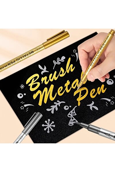Sanathobi Metallic Brushmarkers Gold-Silver Calligraphy, Writing on Glass, Balloon, Cup 2Pcs