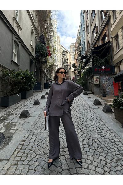 VOLT CLOTHİNG Kadın Salaş Keten İkili Takım