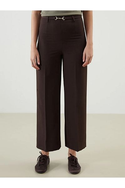 LC Waikiki Lcw Vision Brown Women's Wide-Leg Pants with Zip-Up Waist